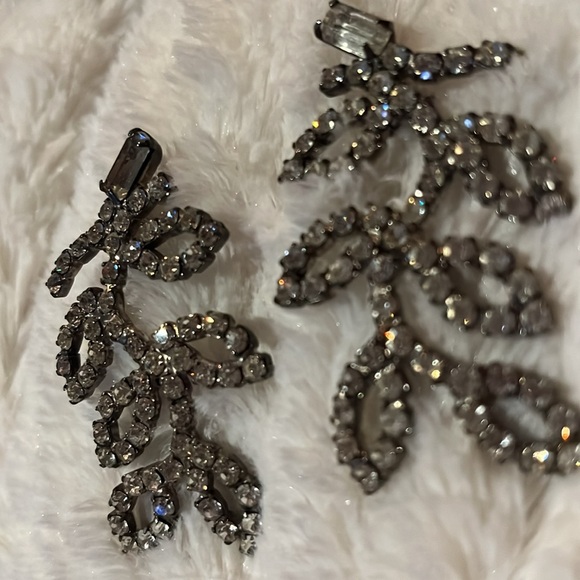 Vintage rhinestone earrings leaves - Picture 5 of 5